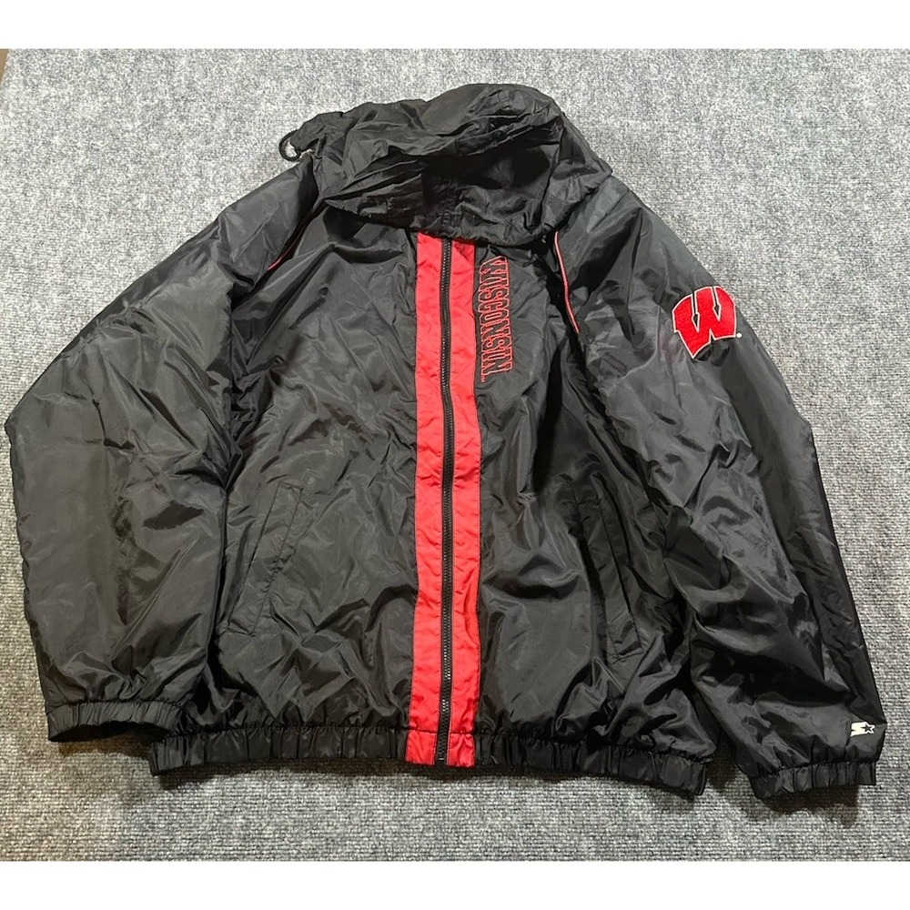 VTG Starter Team Men's XL Windbreaker Jacket Fleece Lined Winsconsin Badgers